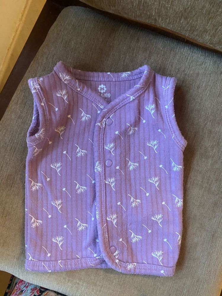 Purple Floral Baby Vest - Size 3M