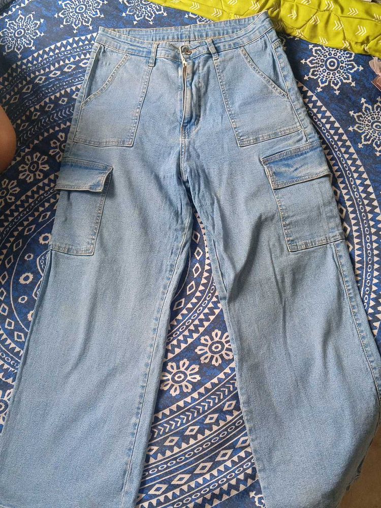 Light Wash Cargo Jeans