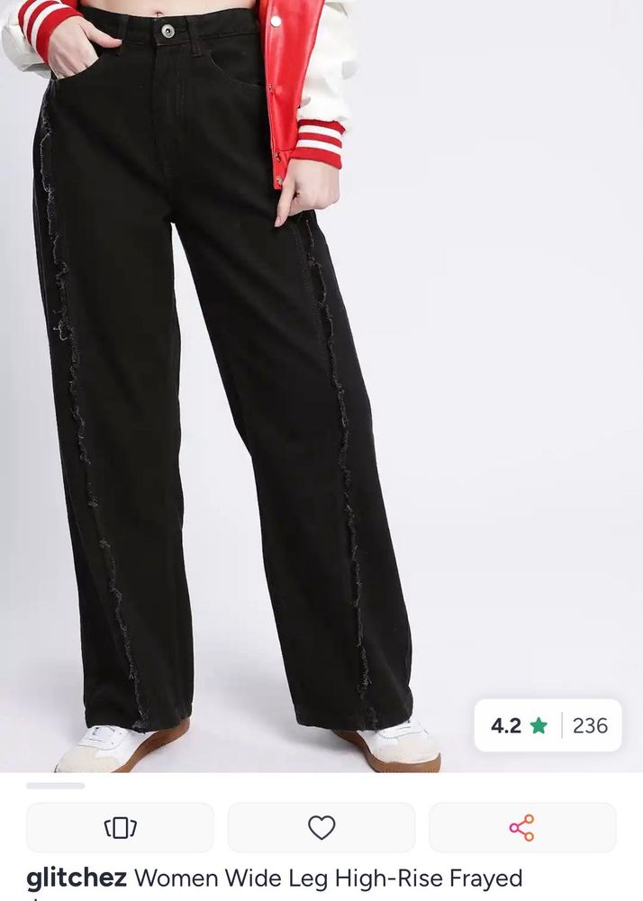GLITCHEZ Dark Black High-Waisted Wide Leg Jeans