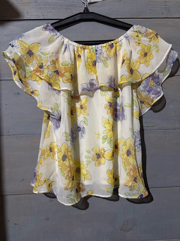 Floral Ruffle Off-Shoulder Top