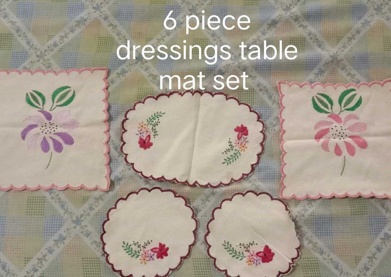 Vintage Embroidered Dressing Table Mat Set