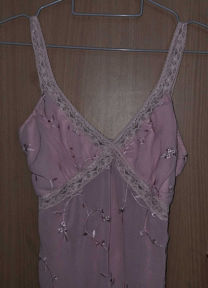 Sheer Lace Trim Cami Top