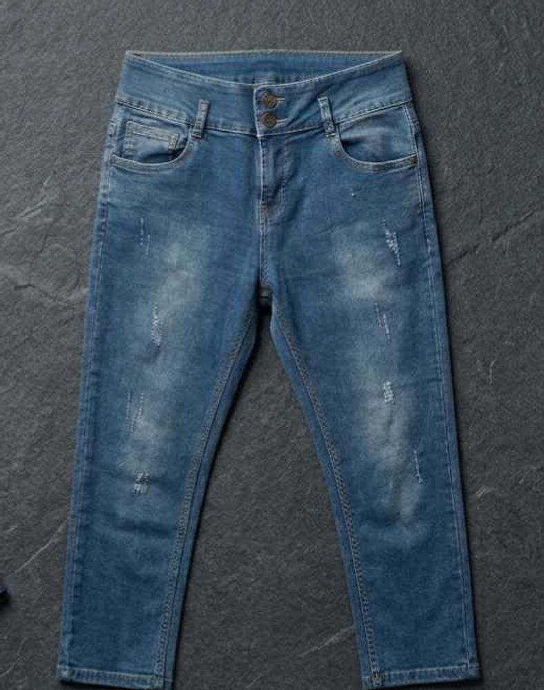 Distressed Blue Denim Jeans
