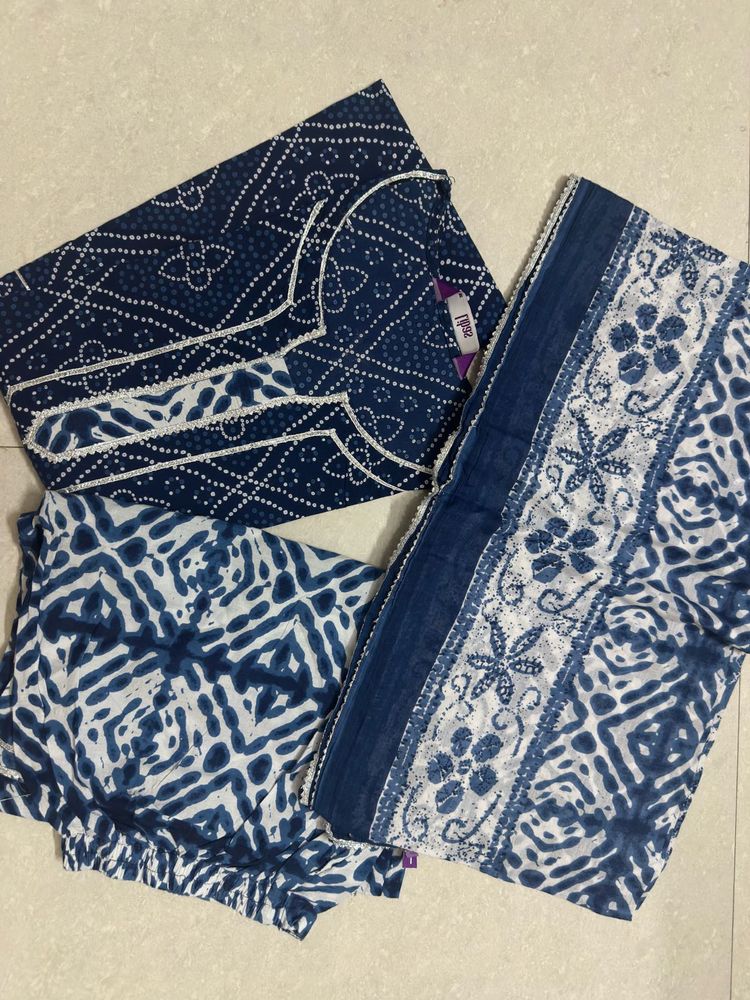 Blue Bandhani Kurta Set