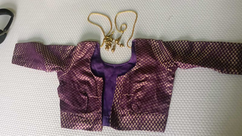 Purple Brocade Silk Blouse for casual wear
