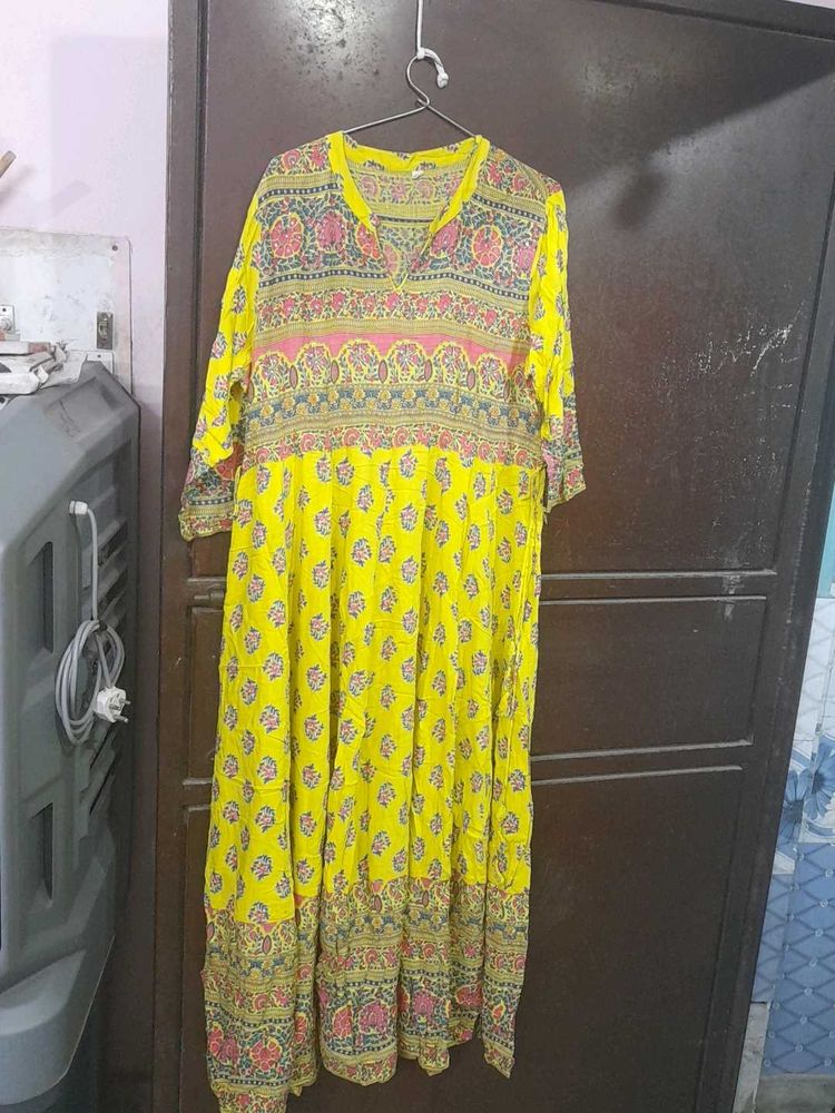 Vibrant Yellow Printed Kurta