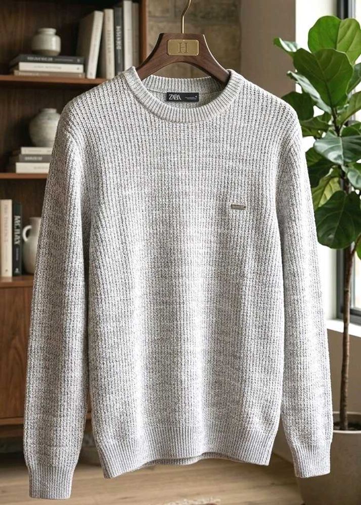 Light Grey shining Crew Neck Sweater