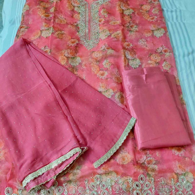 Elegant unstitched party wear dress material, suit