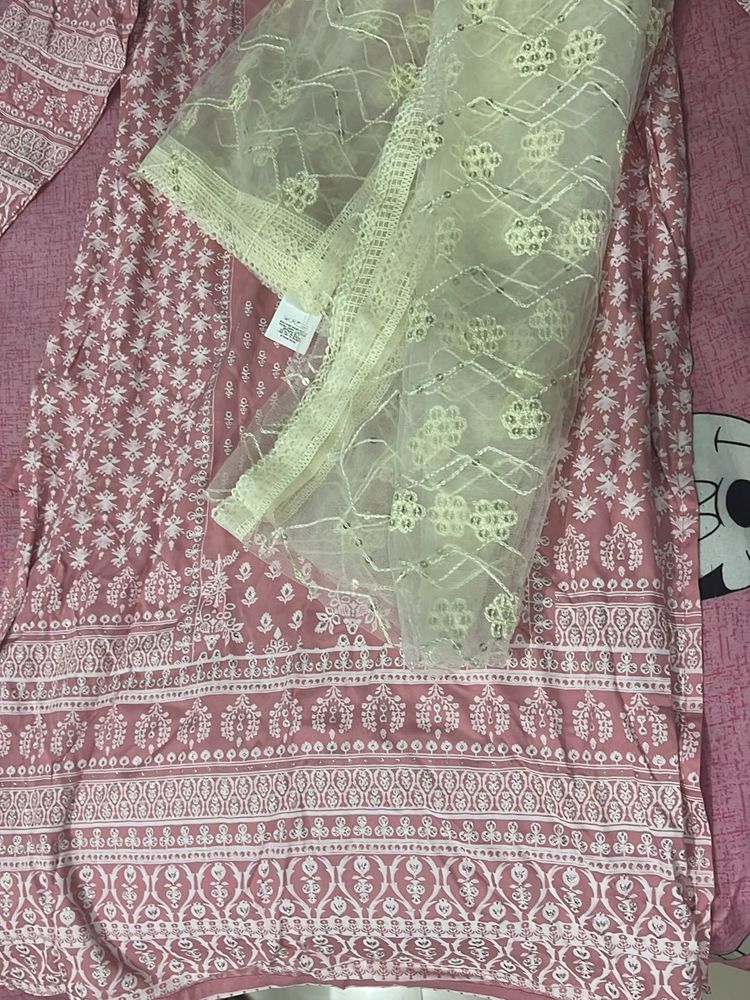 Pink Floral Kurta Set with Dupatta