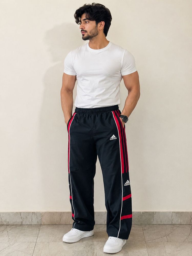 Adidas Track Pants - Black/Red