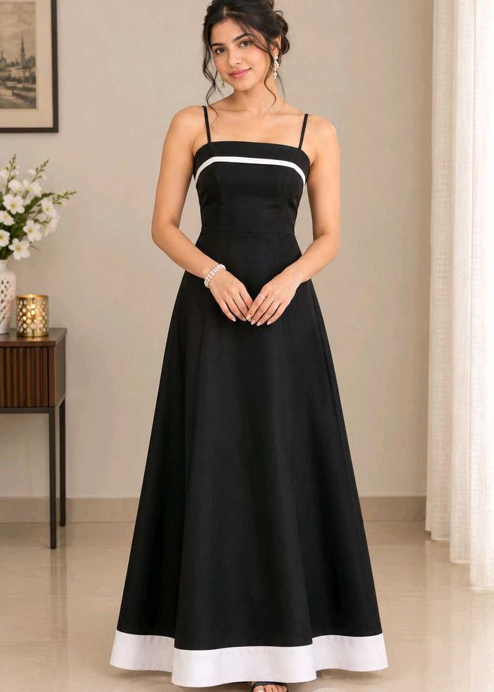 Elegant Black &amp; White Maxi Dress