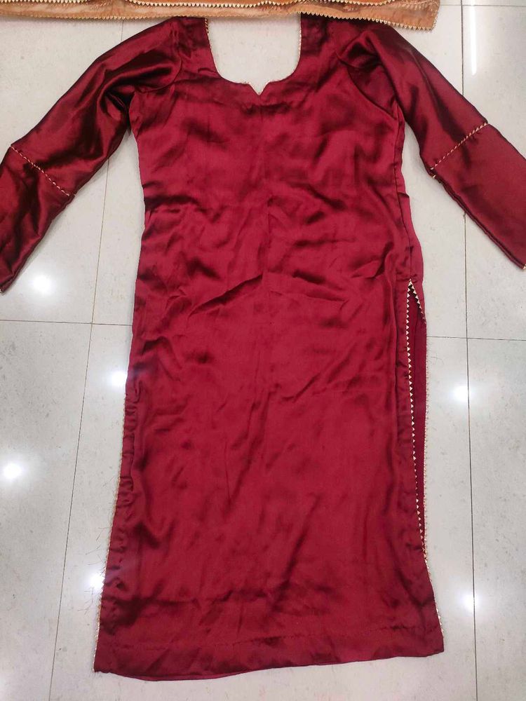 Beautiful Satin Maroon Suit