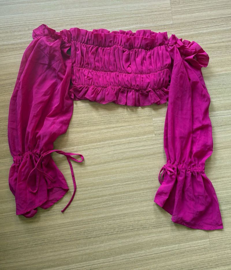 Magenta Smocked Off-Shoulder Top