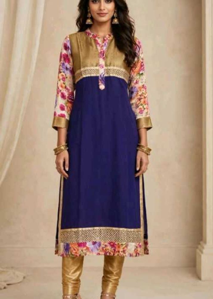 Stylish purple &amp; Floral Print Kurti Set