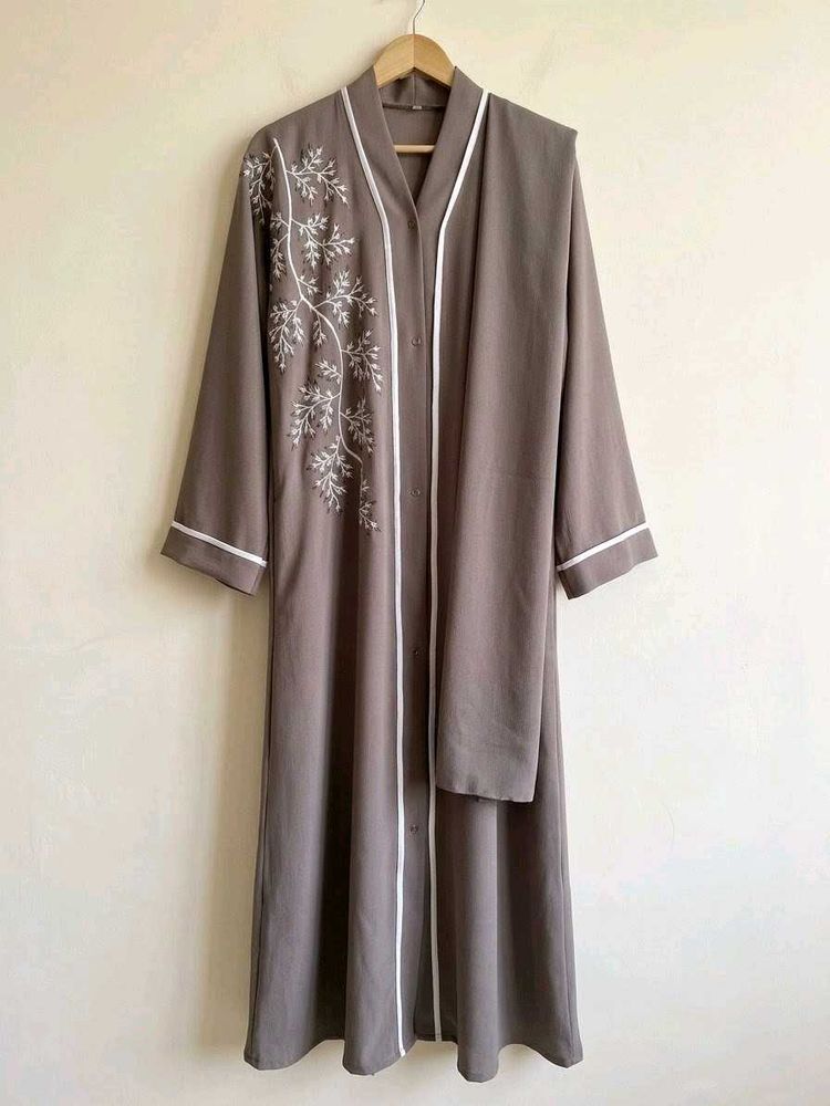 Embroidered Abaya with Scarf