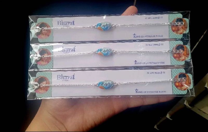silver polish Rakhi (3 pice )for Raksha Bandhan