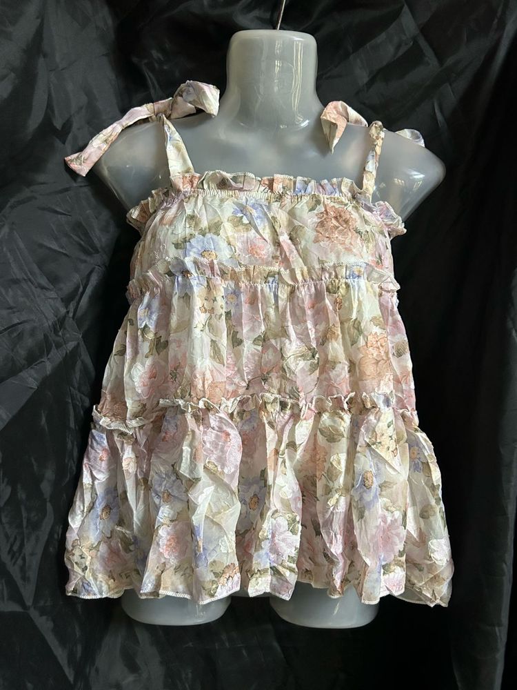 Floral Ruffle Tiered Top