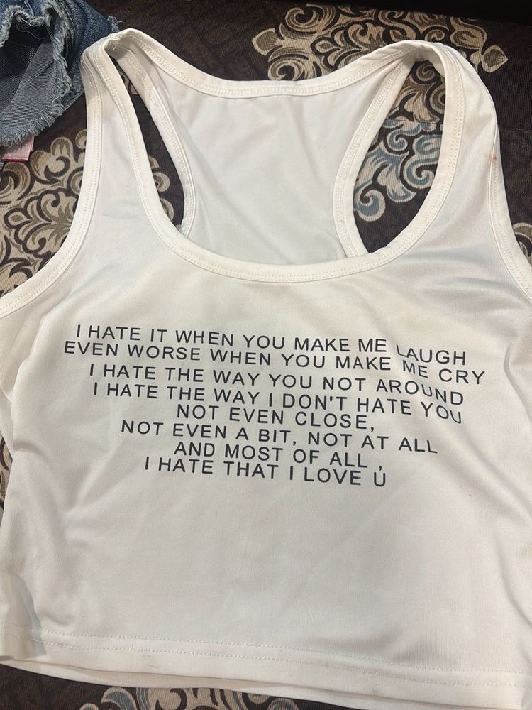 White Graphic Tank Top