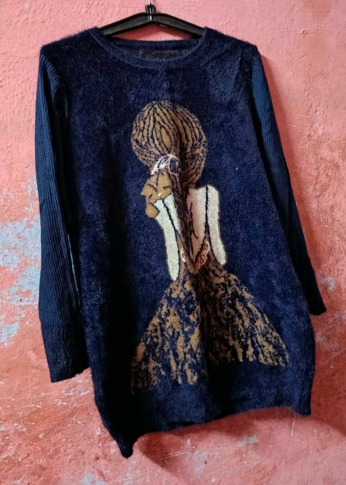 women fuzzy hairy sweater knit