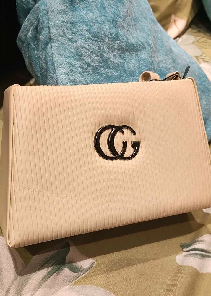 Chic Cream Textured Clutch Bag