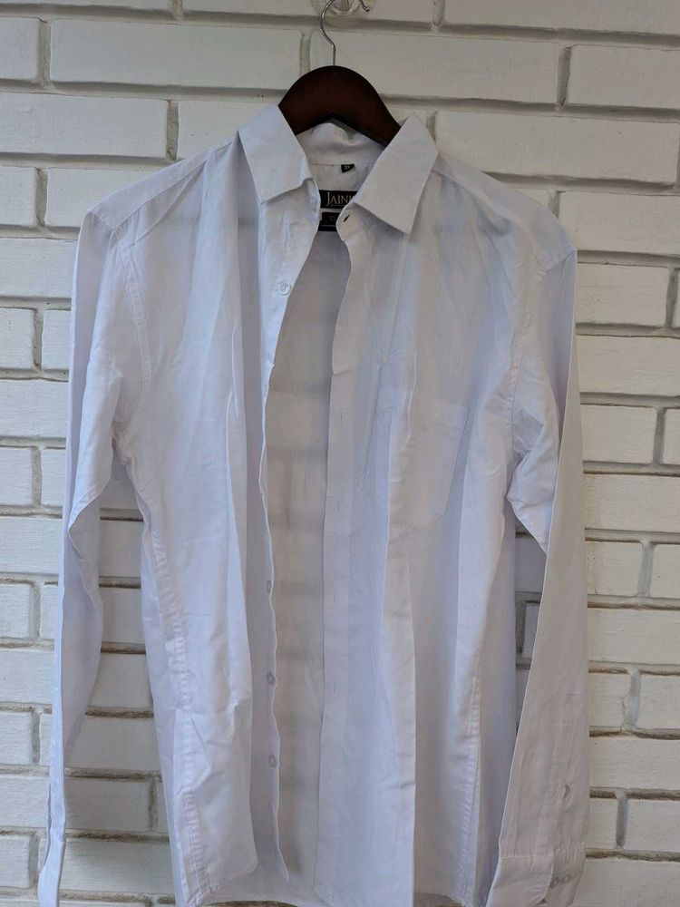 Classic White Men's Button-Up Shirt