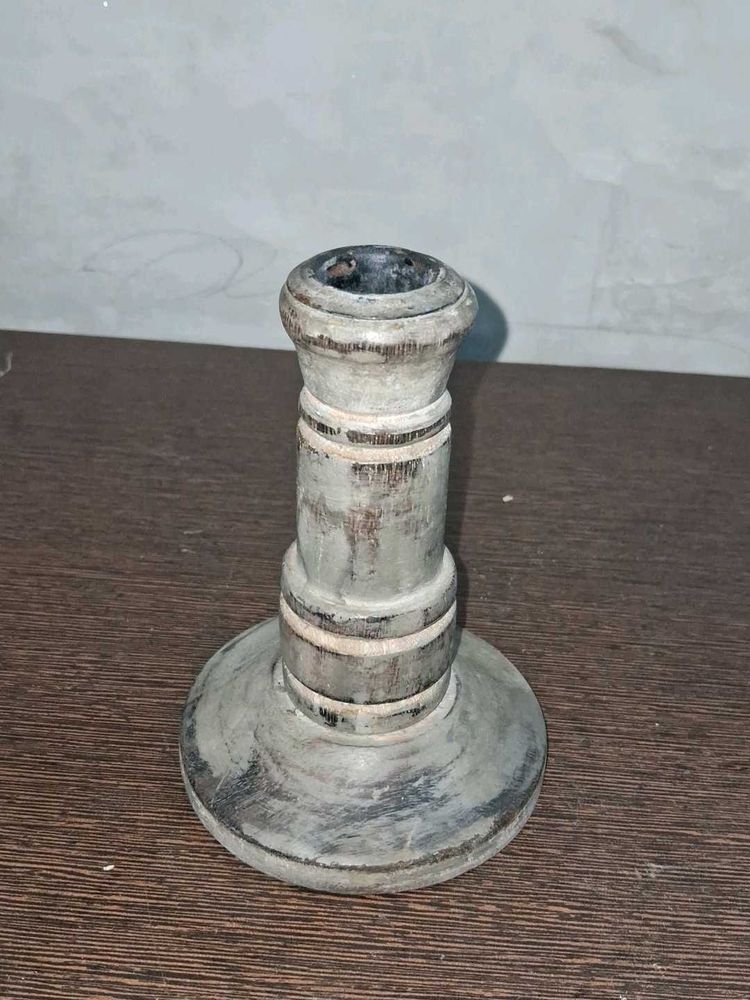 Rustic Wooden Candlestick Holder