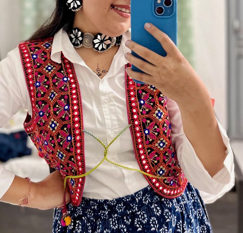 🌈Traditional Multicolor Embroidered Navratri Koti