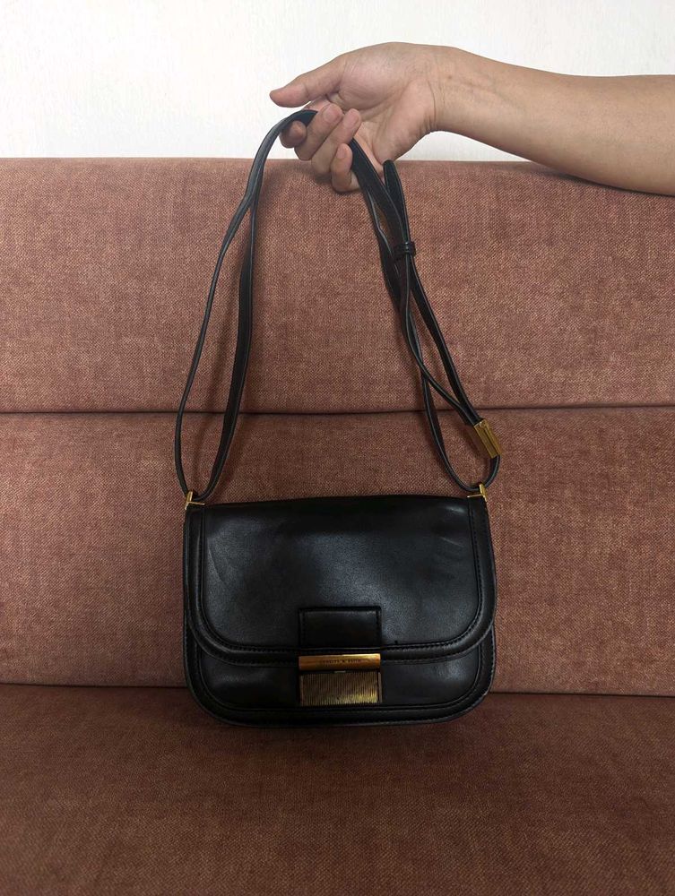 Classic Black Leather Crossbody Bag