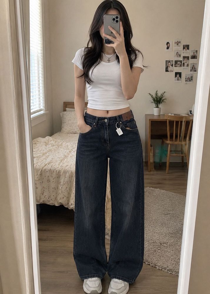 Dark Wash Wide-Leg Jeans