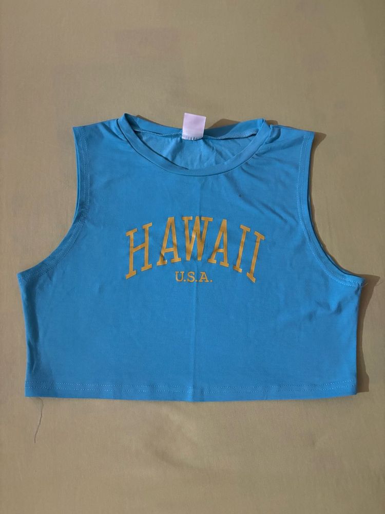 Bright Blue Sleeveless Cropped Top