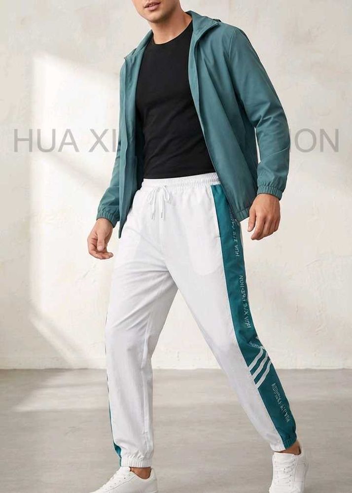 Stylish White &amp; Teal Track Pants