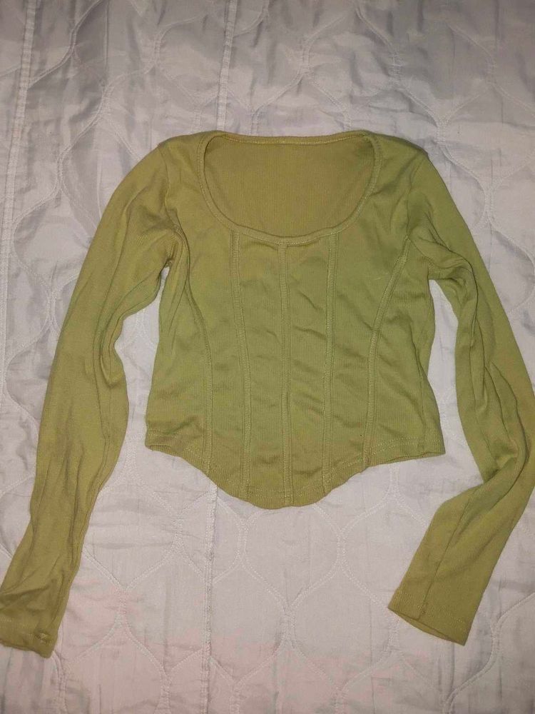 Lime Green Long Sleeve Corset Top