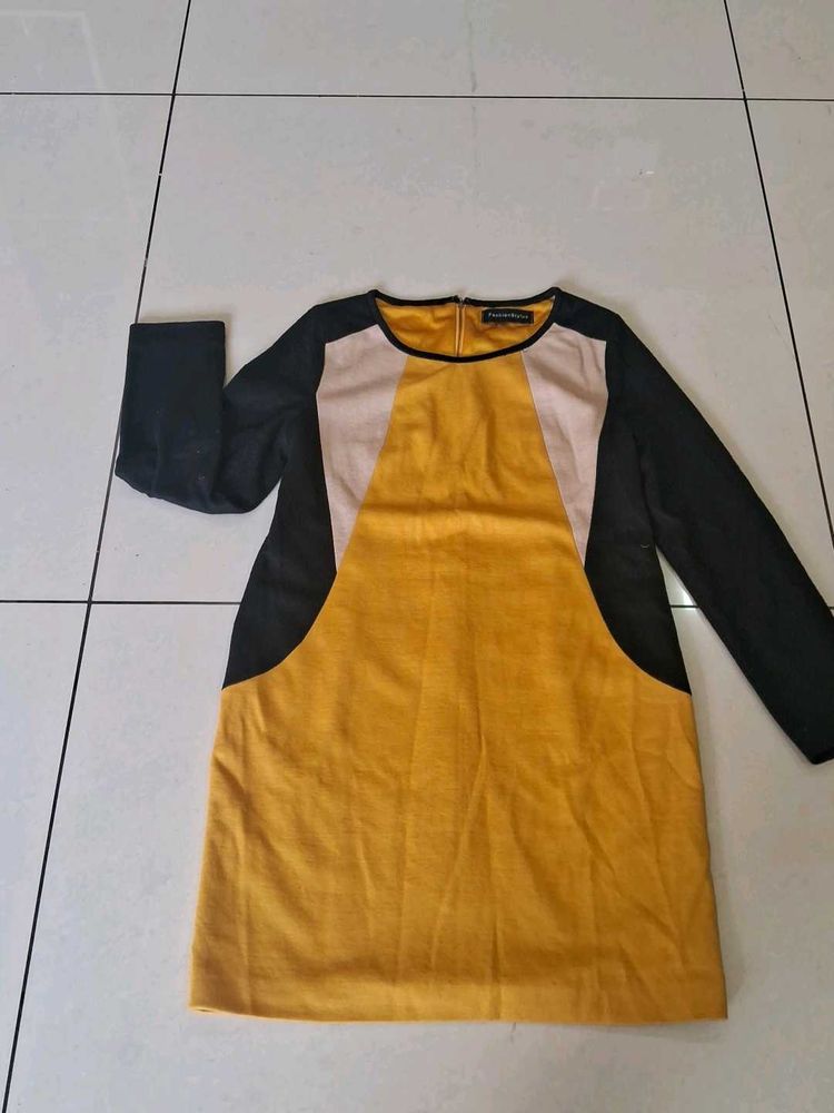 Chic Colorblock Long Sleeve Dress