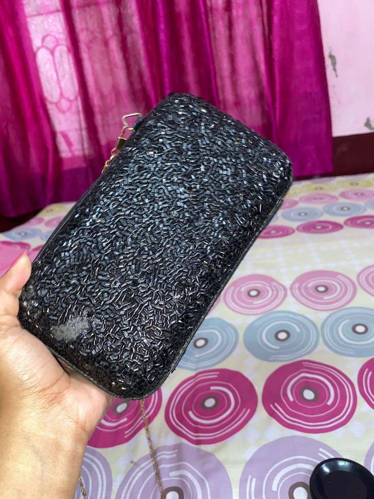 Sparkling Black Evening Clutch