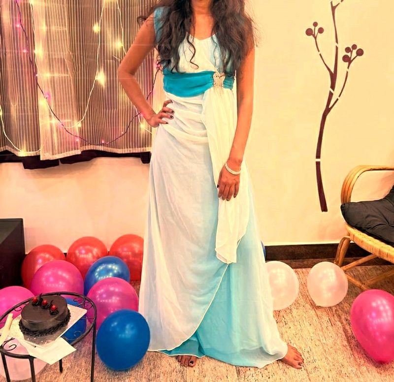 Sea Green Long Gown(Looks Blue In Photo)