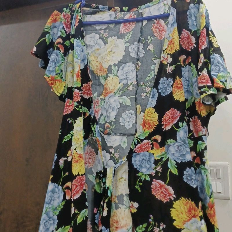 long black floral open shrug. never worn it. from Thailand