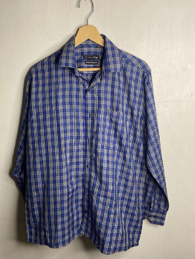 Classic Blue Plaid Men's Shirt
