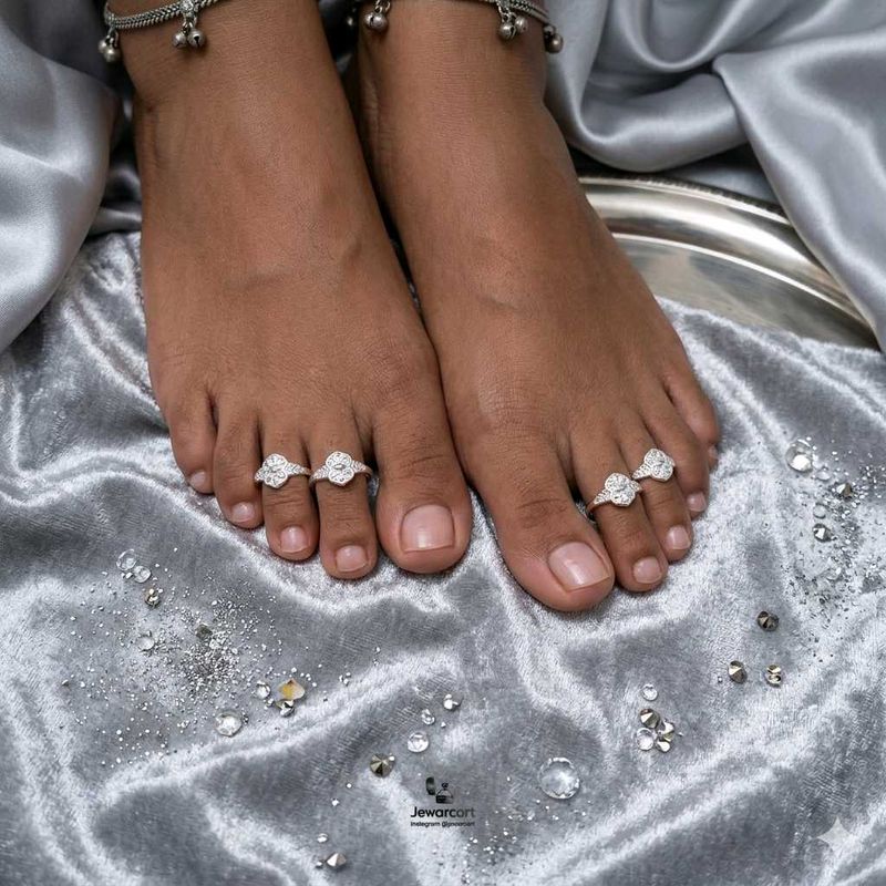 Beautiful Pure Silver Toe Rings One Pair