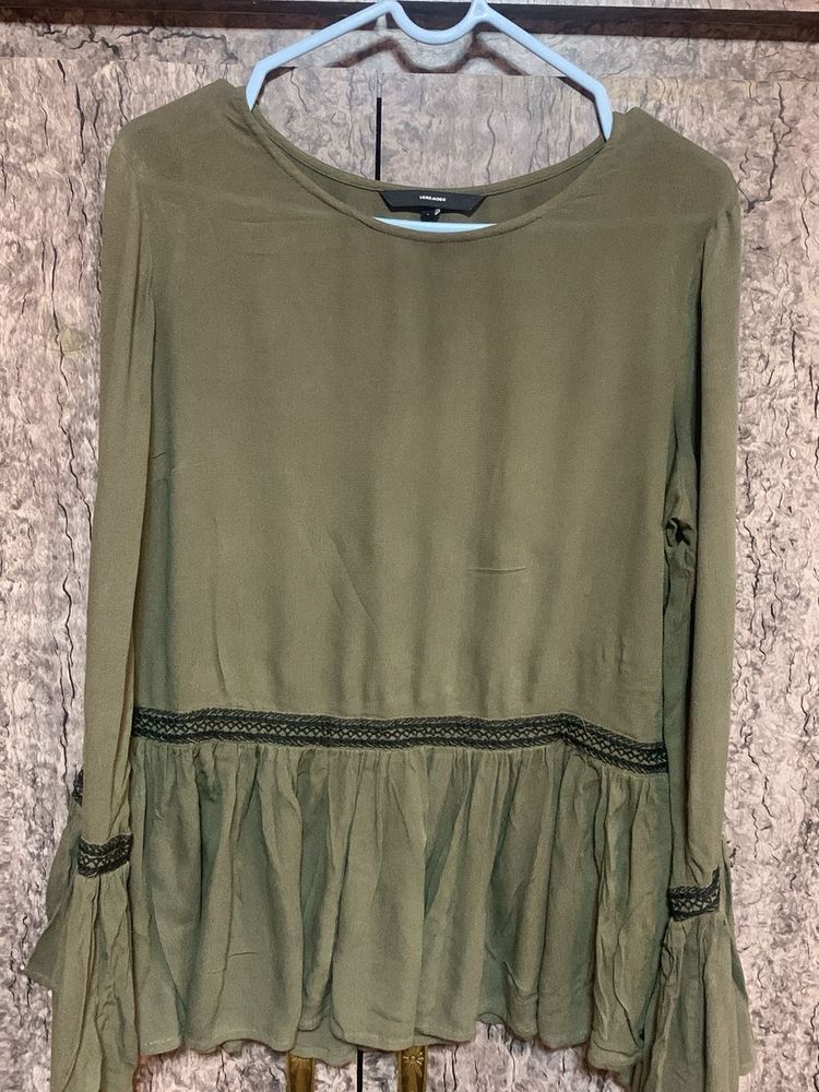 Olive Green Peplum Top