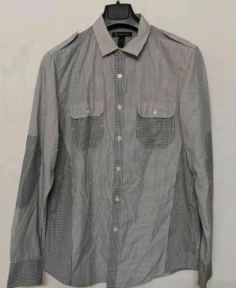 Men's Striped &amp; Gingham Patchwork Shirt