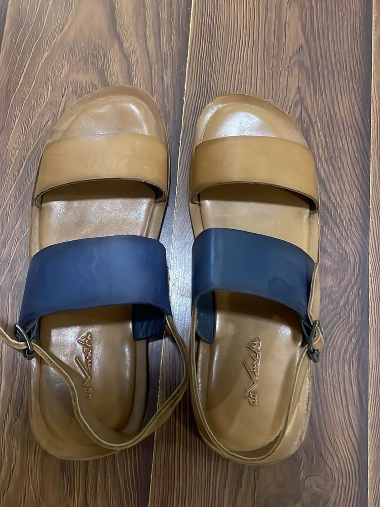 Stylish Two-Tone Leather Sandals