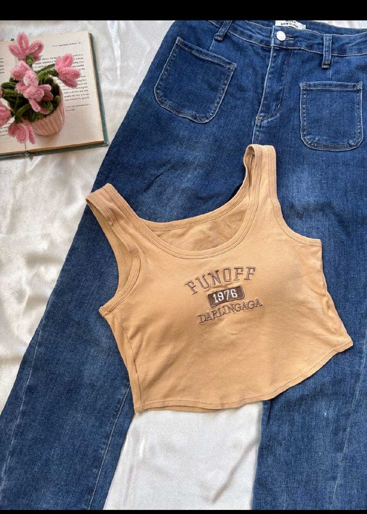 Graphic Crop padded Tank Top