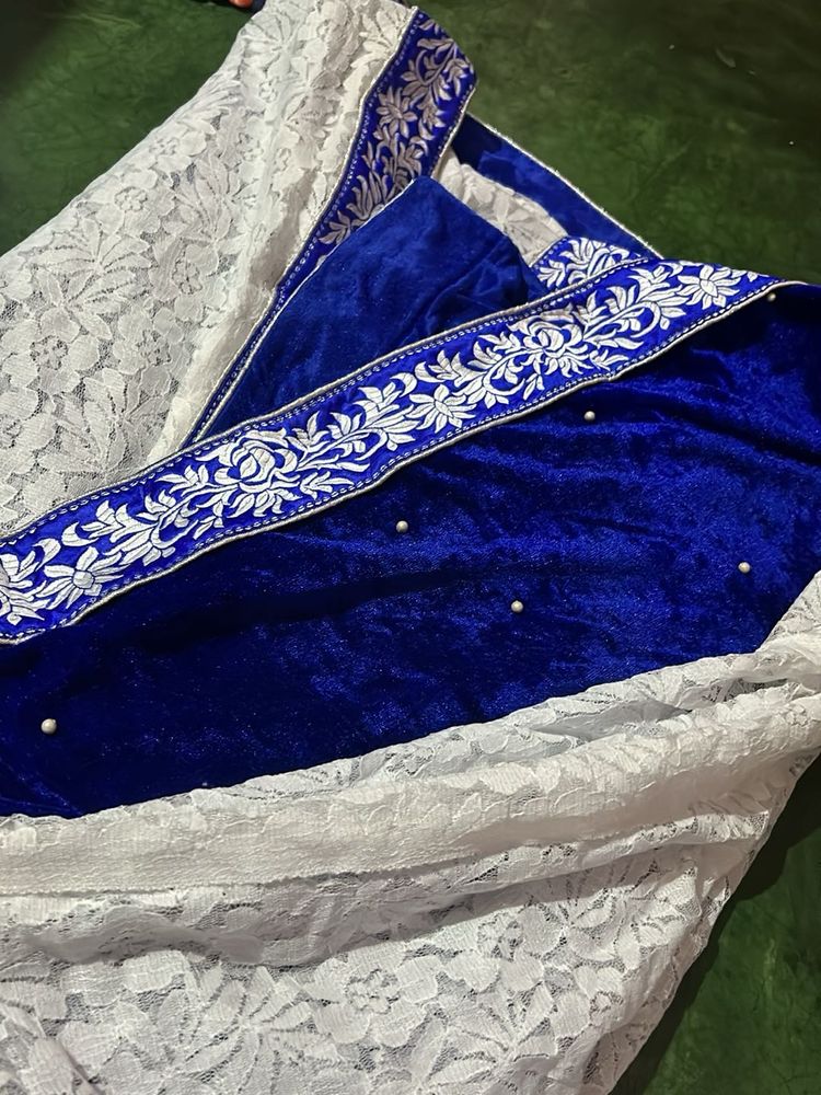 Elegant Blue or pink velvet sarees