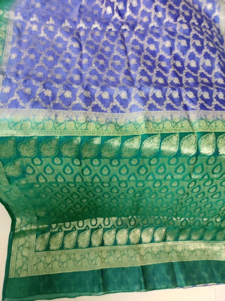Blue-Purple Siko Saree Jaal Weave