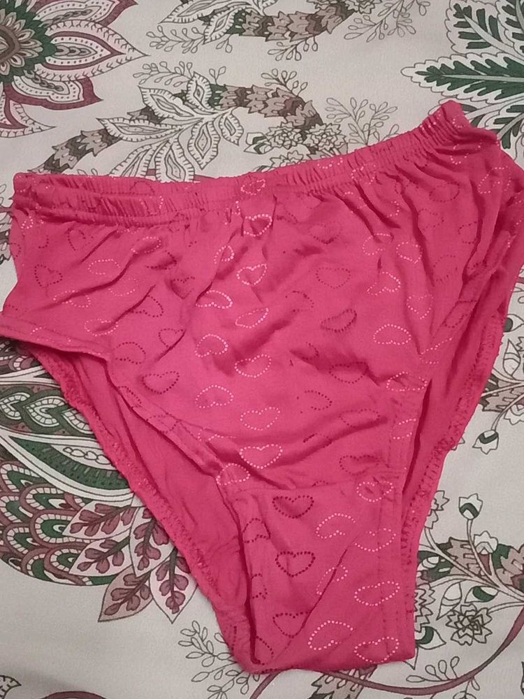 Pink Heart Print Cotton Briefs