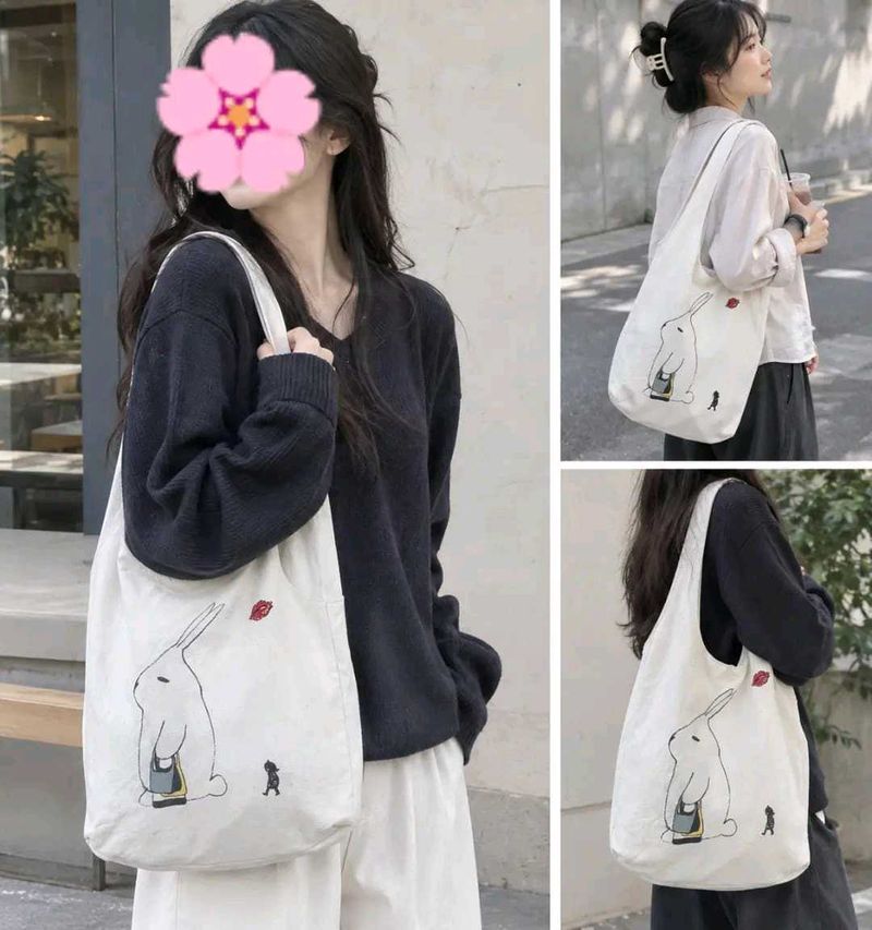 Cute Rabbit Canvas Tote Bag