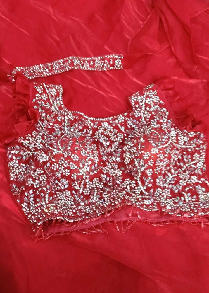 mehroon Embroidered Lehenga Choli