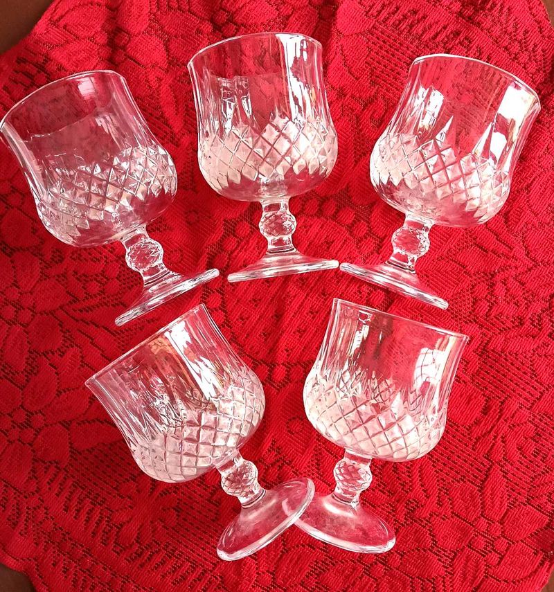 Set of 5 Crystal Cut Goblets