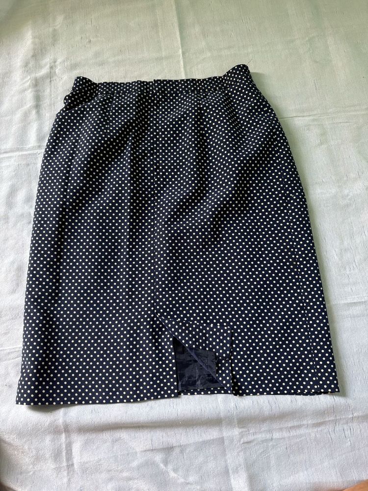 Classic Navy Polka Dot Skirt
