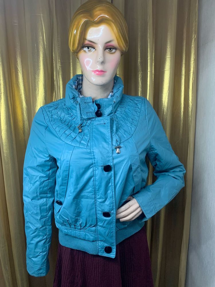 Stylish Teal Quilted Bomber Jacket